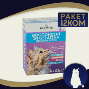 Komadići u sosu za mačke paket sa 4 ukusa ribe 12X100G „RAMADES“